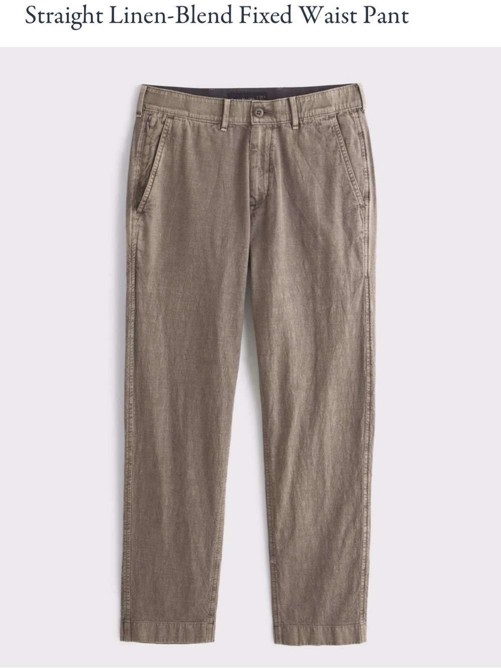 Men’s Abercrombie & Fitch Straight Linen-Blend Pants in Taupe